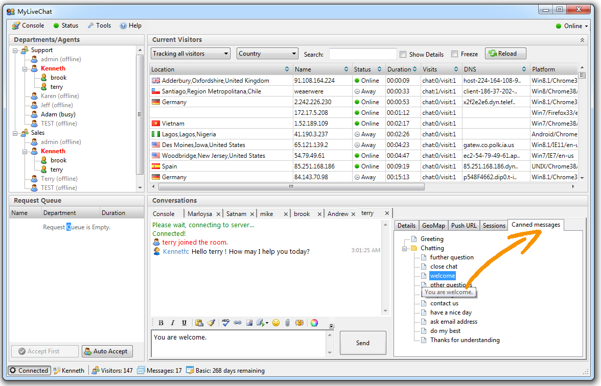 Agent Console Live Chat Software